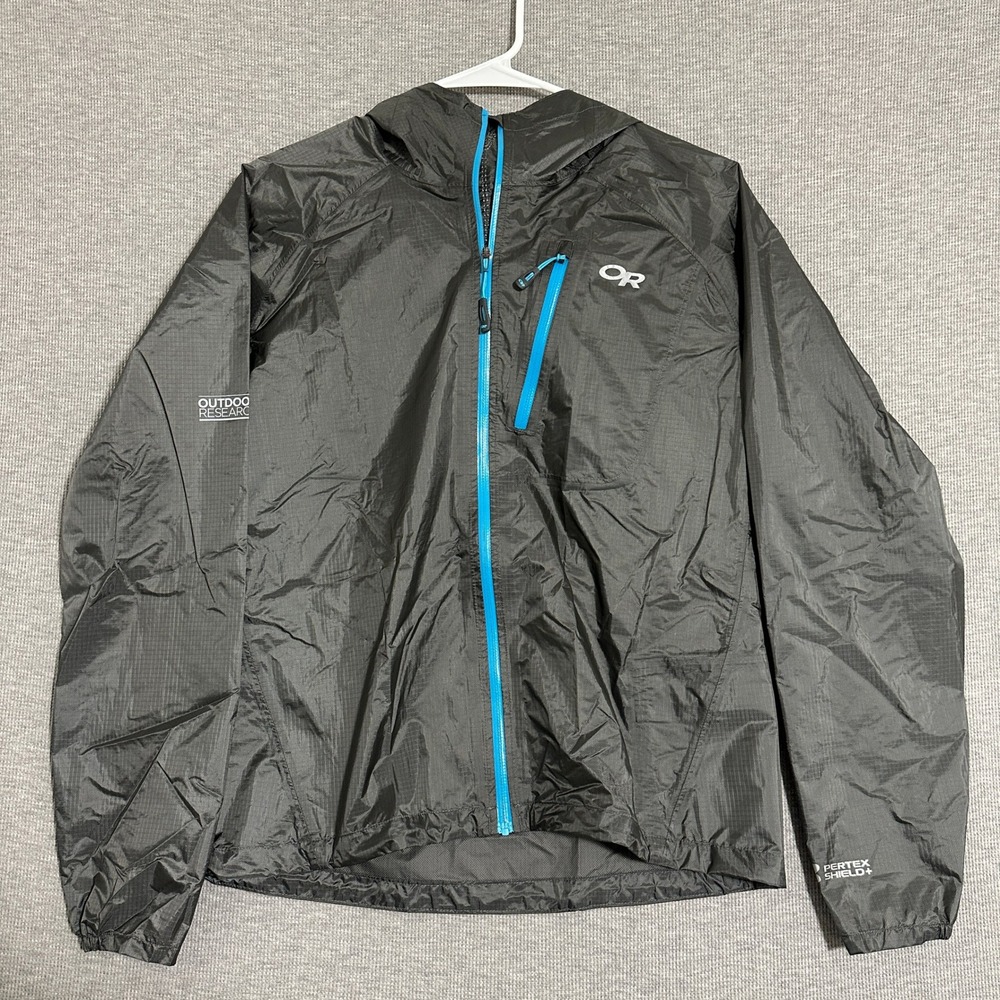 Outdoor Research Helium II Rain Jacket Pertex Shield+ Grey Blue Womens Small